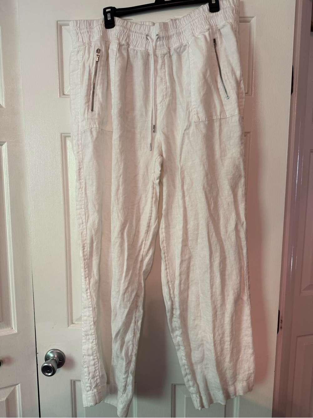 Athleta White Lightweight Drawstring Linen Pants